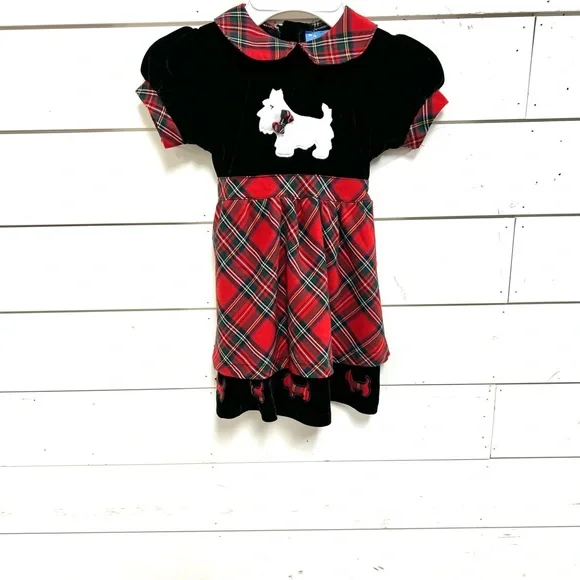 Cre8ions holiday dress terroir dog Christmas dress 2t red black - Picture 2 of 7